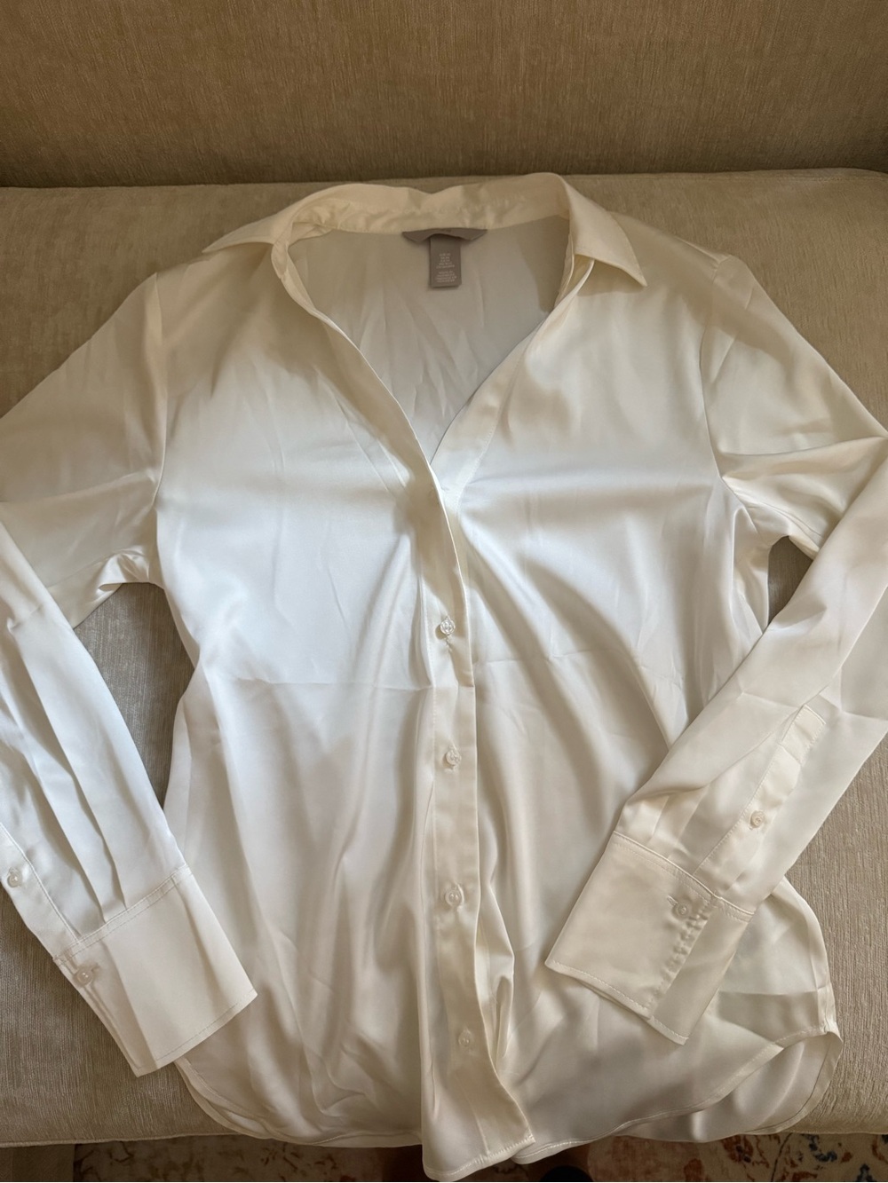H&M Ivory Long-Sleeve Button-Down Blouse